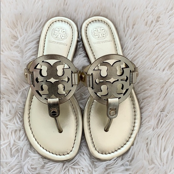 Authentic Tory Burch Miller sandals spark gold - Picture 2 of 8